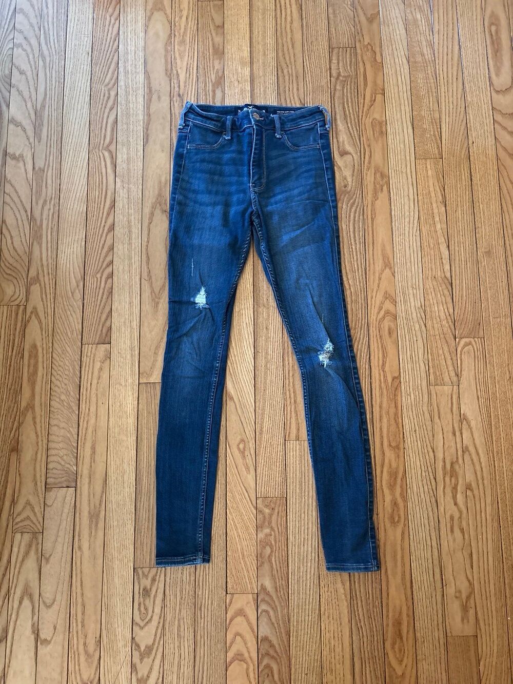 Jeans women's juniors medium dark wash skinny distressed vintage Y2K classic